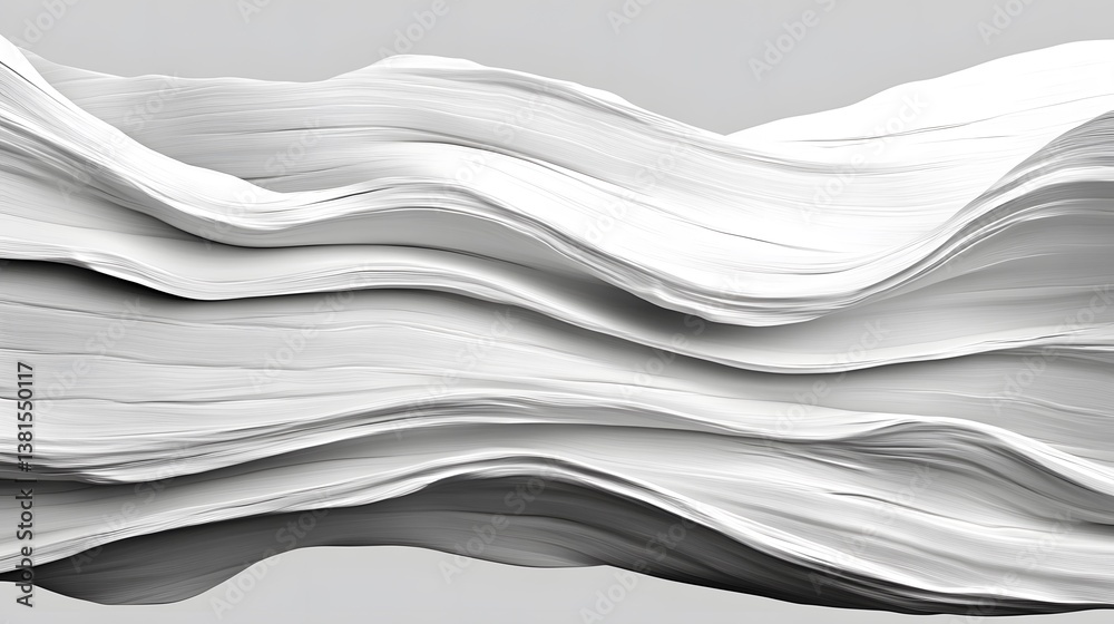 Obraz premium Abstract White Wave Layers: Fluid 3D Swirls and Curves