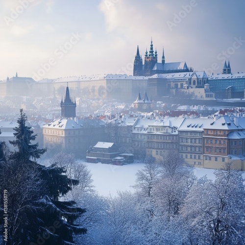 Prague city from Petrin Hill.