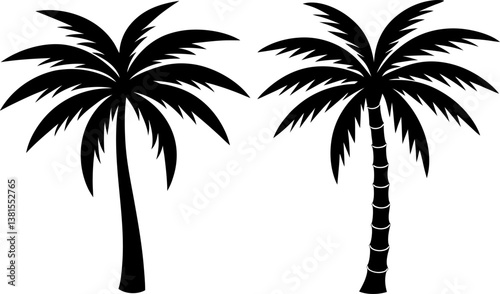 Palm tree solid icon vector art, Vector of beach tree icon silhouette design