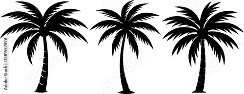 Palm tree solid icon vector art, Vector of beach tree icon silhouette design