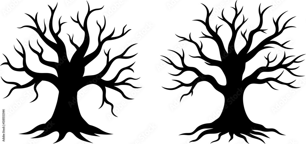 Obraz premium Dead tree solid icon vector art, Vector of tree icon silhouette design