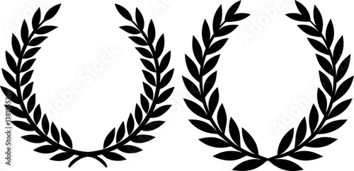 Laurel wreath solid icon vector art, Vector of round laurel wreath silhouette design