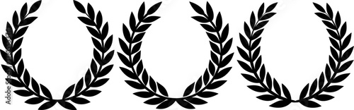 Laurel wreath solid icon vector art, Vector of round laurel wreath silhouette design