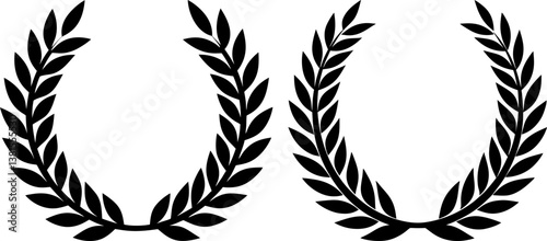 Laurel wreath solid icon vector art, Vector of round laurel wreath silhouette design