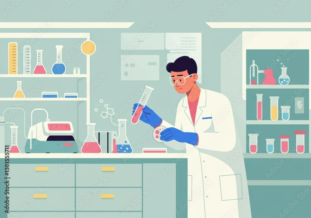 Scientist conducting experiments in a modern laboratory setting Scientist conducting experiments in a modern laboratory setting