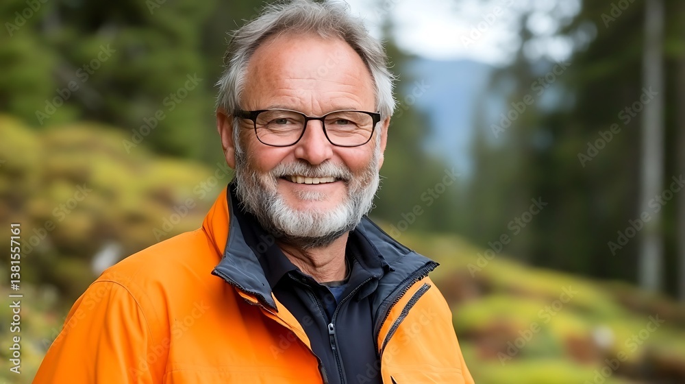 An older man with a beard smiles while wearing glasses outside An older man with a beard smiles while wearing glasses outside