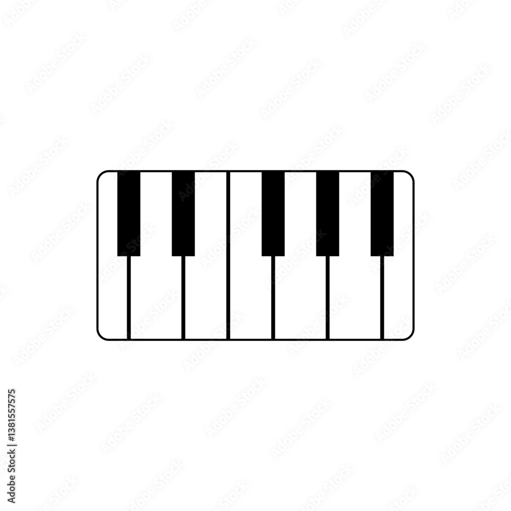 Fototapeta premium Piano keys icon. Musical keyboard symbol. Black and white contrast. Classic instrument graphic.