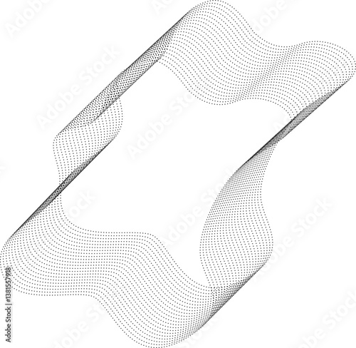 Organic form with flowing wavy edges made of bend dotted lines, generating a continuous abstract shape.