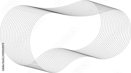 Amoeba-inspired abstract shape with wavy edges outlined by parallel bend dotted lines.