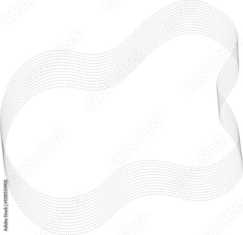 Abstract blob shape with a contemporary curved structure, highlighted by bend dotted lines.