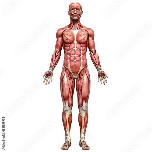 Full Human Musculature Front View. clipart isolated on transparent background
