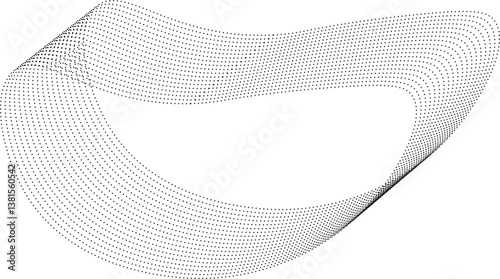 Wavy shape with fluid curves outlined by parallel bend dotted lines.