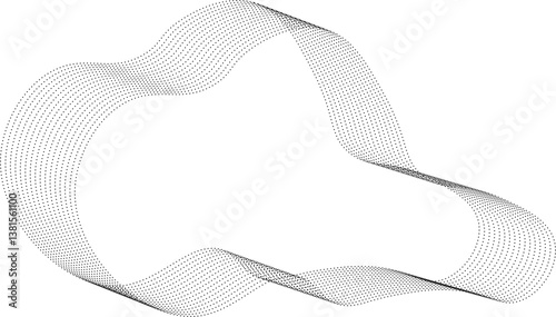 Irregularly curved shape with uneven dotted line bends.