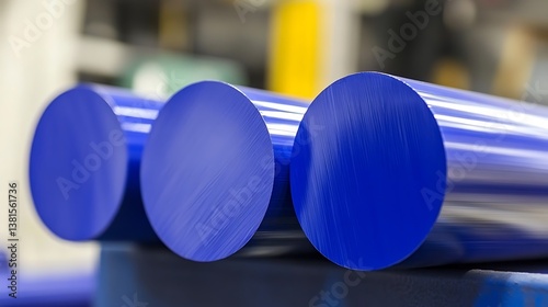Three Cylindrical Blue Plastic Rods Are Lying on a Surface