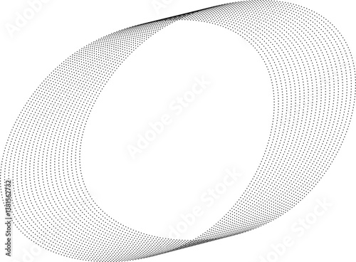 Curved shape with parallel bend dotted lines resembling an amoeba-like fluid and organic structure.