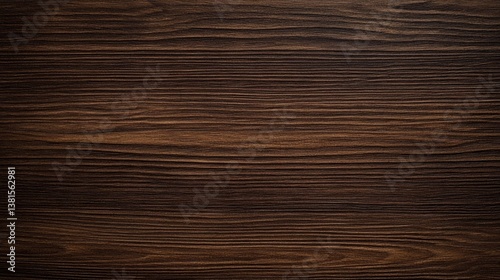 Dark oak wood background with elegant horizontal grain lines, smooth and polished texture generative ai