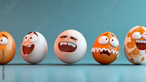 Five Funny Easter Eggs with Different Emotions
