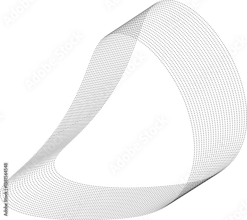Rounded blob-like form with continuous wavy lines made of bend dotted patterns, giving it a fluid and organic appearance.