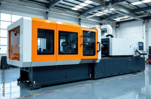 Injection molding machine for the production of plastic products by injection molding on  abackground of production