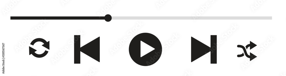 audio or video player progress, icon media music player in vector. modern playback of music application. multimedia navigation on smartphone device.
audio or video player progress, icon media music player in vector. modern playback of music application. multimedia navigation on smartphone device.