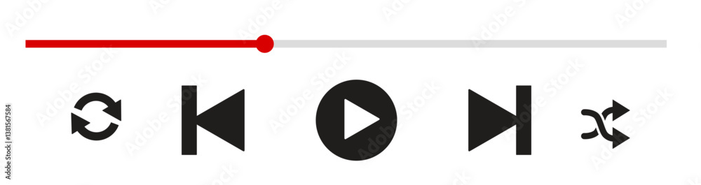 audio or video player progress, icon media music player in vector. modern playback of music application. multimedia navigation on smartphone device.
audio or video player progress, icon media music player in vector. modern playback of music application. multimedia navigation on smartphone device.