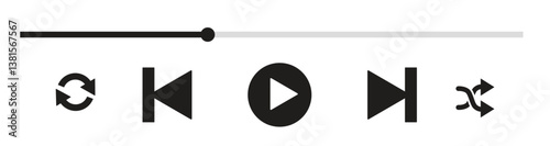 audio or video player progress, icon media music player in vector. modern playback of music application. multimedia navigation on smartphone device.
