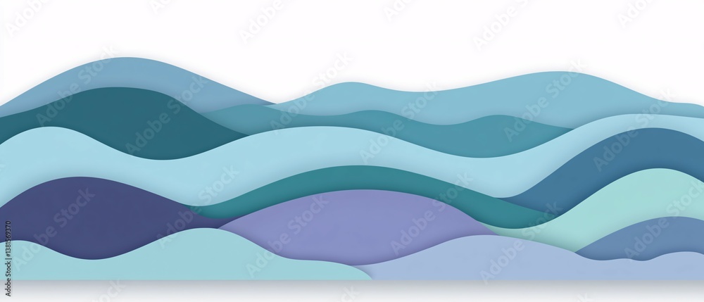 Abstract wavy mountain range illustration in shades of blue and purple. Abstract wavy mountain range illustration in shades of blue and purple.