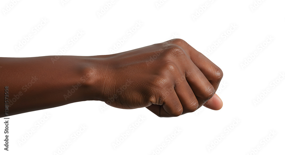 African American hand holding gesture against white background in studio shot African American hand holding gesture against white background in studio shot