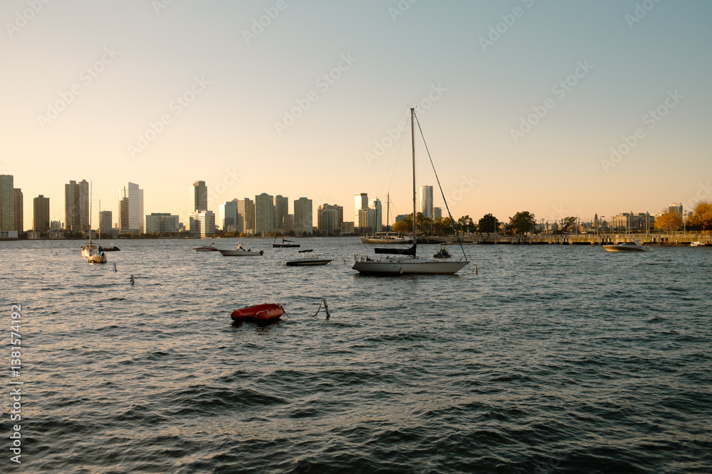 Fototapeta premium Edge of Light: Sunset Over the Hudson