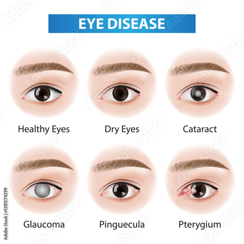 Eye diseases problem vector illustration