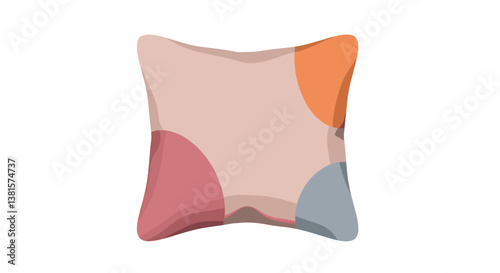 Abstract decorative pillow with colorful patterns on a white background  