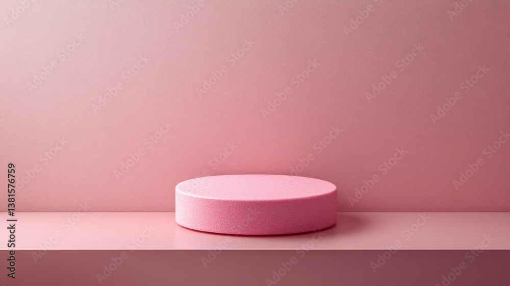 Soft pink circular display on a clean flat surface against a uniform pink backdrop for stylish visual presentations Soft pink circular display on a clean flat surface against a uniform pink backdrop for stylish visual presentations