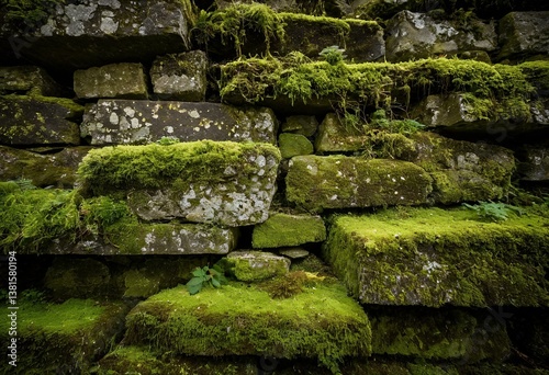 moss growing on a stone wall