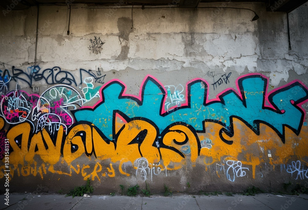 A wall covered in graffiti on the side of a building. A wall covered in graffiti on the side of a building.