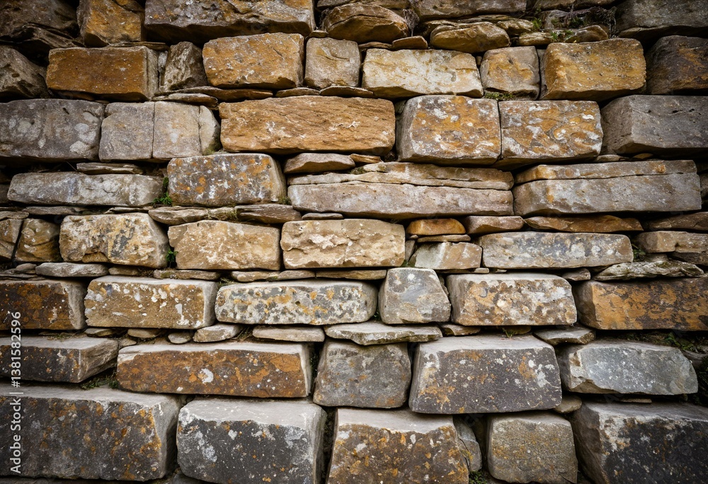 Fototapeta premium A stone wall with ivy growing on it.