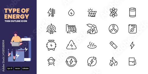 energy thin outline icon vector design good for web and mobile app