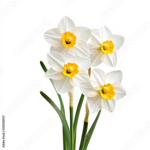Spring narcissus on plain white