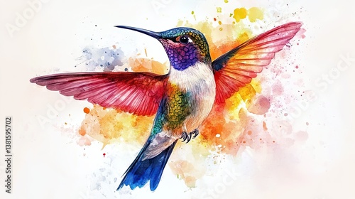 Hummingbird watercolor illustration