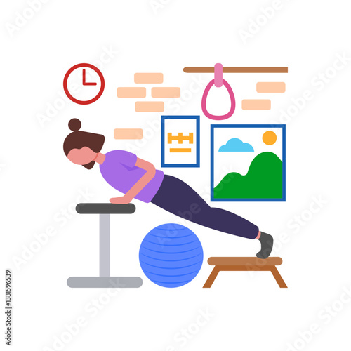Classic Push Up Variations Vector Illustration