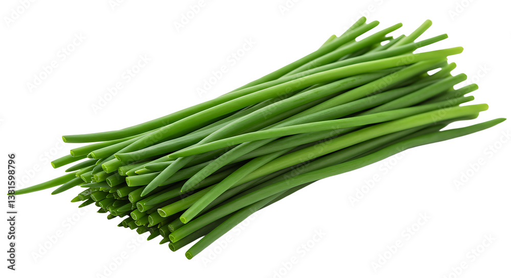 Fresh green chives bunch isolated on white background for culinary use Fresh green chives bunch isolated on white background for culinary use