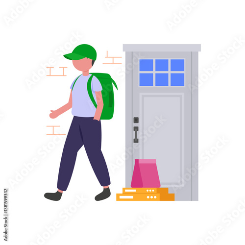 Safe Contactless Food Delivery Vector Illustration
