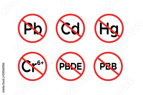 Hazardous substances restriction symbols sheet for compliant product labeling