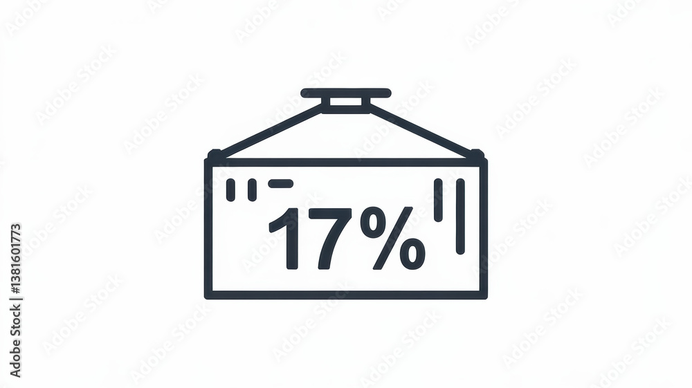 Shipping Container Icon with 17% Trade Statistic Shipping Container Icon with 17% Trade Statistic