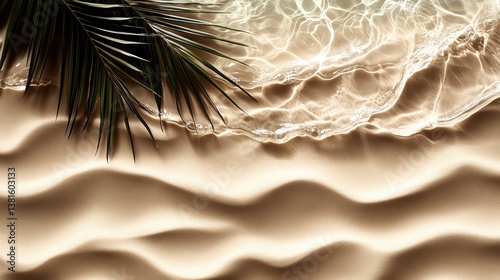 Obraz na płótnie This captivating image features sunlit sand and gentle waves, creating an idyllic beach scene that evokes feelings of warmth, relaxation, and joy associated with summer. w salonie