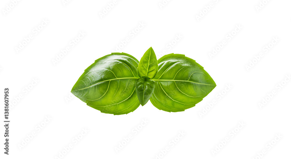Fresh basil leaves close up on a white background for culinary use Fresh basil leaves close up on a white background for culinary use
