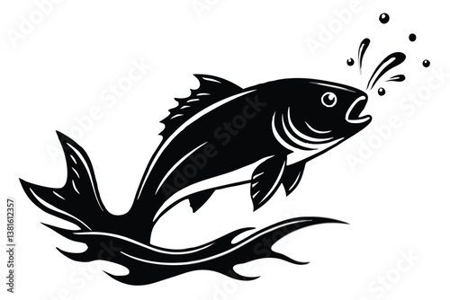 fish jumping out of the water, silhouette.