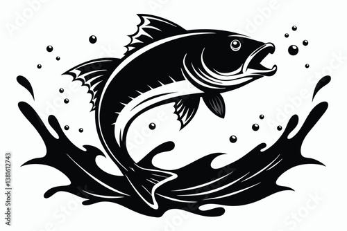 fish jumping out of the water, silhouette.