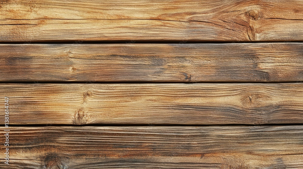 Fototapeta premium Rustic wooden plank surface with visible grain pattern and horizontal alignment, high detail generative ai