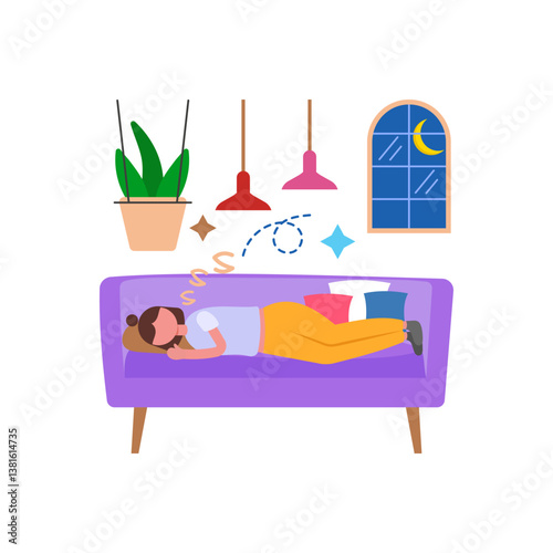 Sleep Well For Better Health Vector Illustration