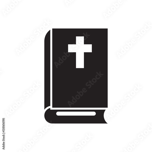 Biblee silhouette flat vector illustration. Christian book religion icon design illustration. 